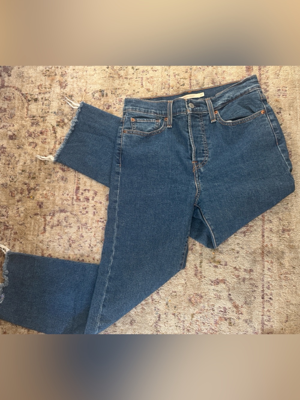 Levi's Wedgie Straight Jeans in Blue with Orange Stitching Size 27